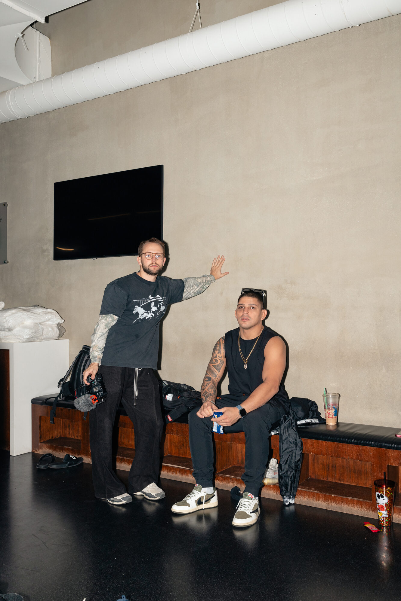 Locker room access during fight week, athlete and crew
